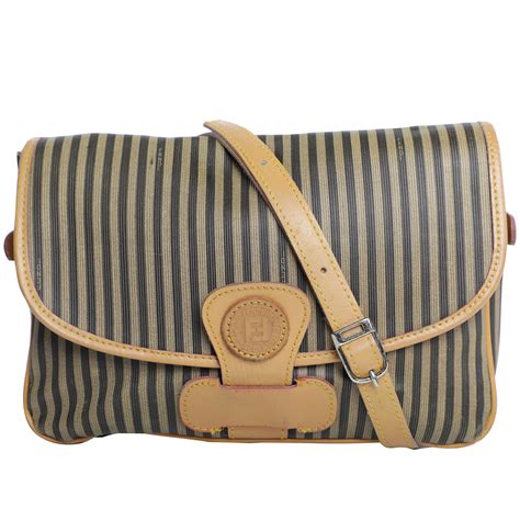 fendi messenger bag pequin stripe black|Fendi leather handbags.